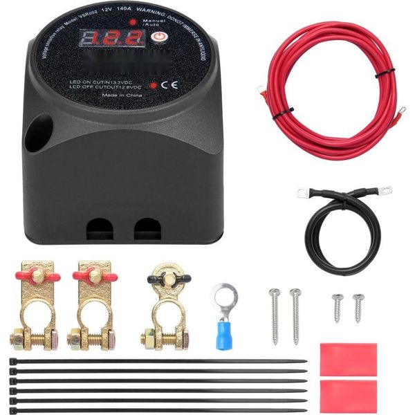 Doppio Relè Staccabatteria 12 V 140 A - Relè Vsr Con Modalità Manuale E Automatica - Relè Sensibile Alla Tensione Con Schermo Lcd - Per Atv Utv Camper Caravan Camion Barca Yacht-image