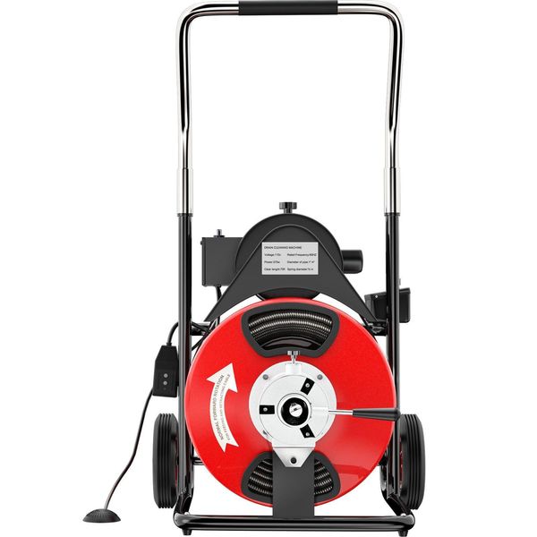 Macchina Per La Pulizia Dei Tubi Vevor - Spirale Da 22,8 M X 9,5 Mm (75 Piedi X 3/8 Di Pollice), Adatta A Tubi Con Ø Da 32 Mm A 100 Mm (Da 1-1/4" A 4"") - Portatile"-image