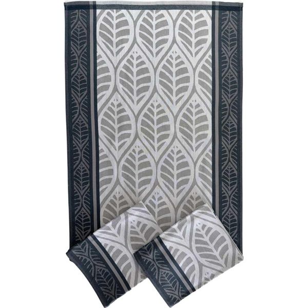 Asciugamano Extra Assorbente 50X70 Cm Foglie Grigio 3 Pz-image
