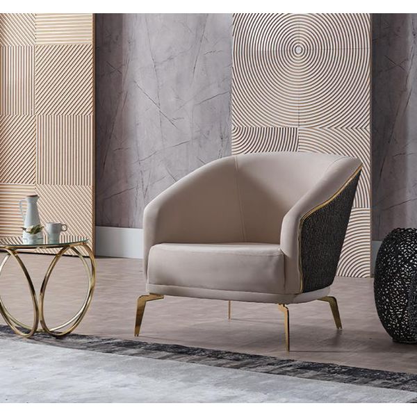 Poltrona Moderna 1 Posto Design Soggiorno Beige Poltrona Singola Arredo Tessuto Tessuto-image