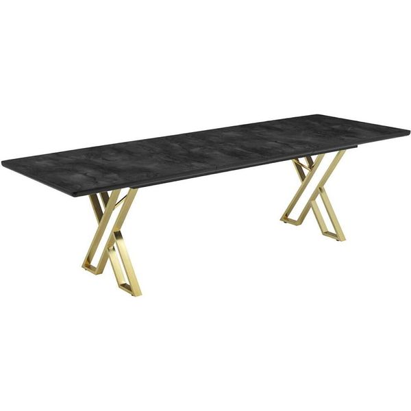 Tavolo Da Pranzo Allungabile Tavolo Per Sala Da Pranzo Zona Pranzo Mobili Per Sala Da Pranzo Tavolo In Metallo Nero-image