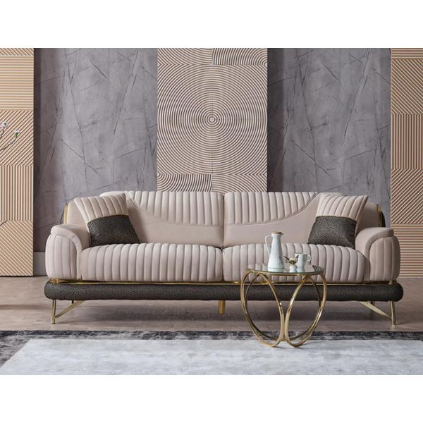 Divano Beige Divano Di Lusso A 3 Posti Mobili Da Salotto Divani Imbottiti Divani Moderni-image