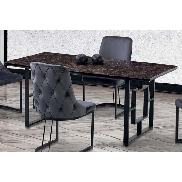 Lusso Tavolo Da Pranzo Nero Tavolo Sala Da Pranzo Metallo Oro Tavoli Tavoli Da Pranzo Mobili Moderni-image