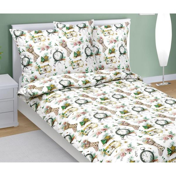 Biancheria Da Letto In Cotone - Natale - Bianco, Verde - 140X200, 70X90-image
