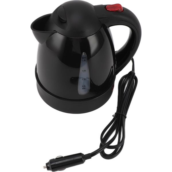 Bollitore Elettrico 150W 1L Nero Strada Caldaia Acqua Calda In Acciaio Inox Liner Auto Shut Off Tea Kettle Auto Cigarette Plug 12V Per Berline Suv-image