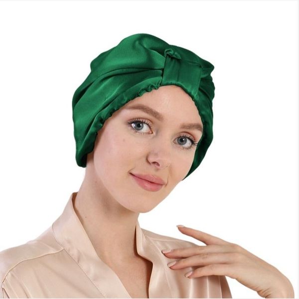 Inf Cuffia Da Notte Per La Cura Dei Capelli In Seta Al 100% Verde-image