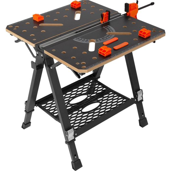 Tavolo Da Lavoro E Di Serraggio Capacità Di Carico 454 Kg 70X65 Cm Ampia Superficie Di Lavoro Pieghevole 60-92 Cm Altezza Regolabile Banco Da Lavoro Piano In Mdf Telaio In Acciaio Q195 Tavolo Da Lavoro Per Segatura Levigatura Pulizia-image