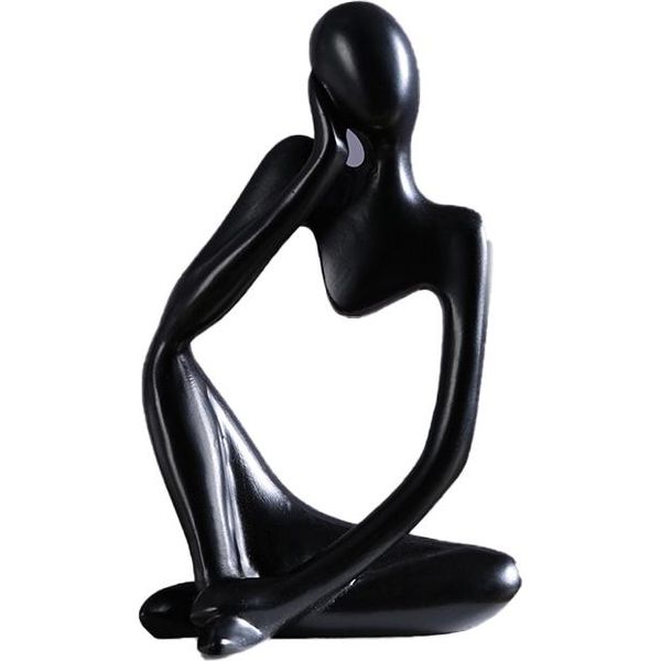 Inf Statuetta Astratta Del Pensatore - Decorazione Moderna Per L'appartamento Nero-image