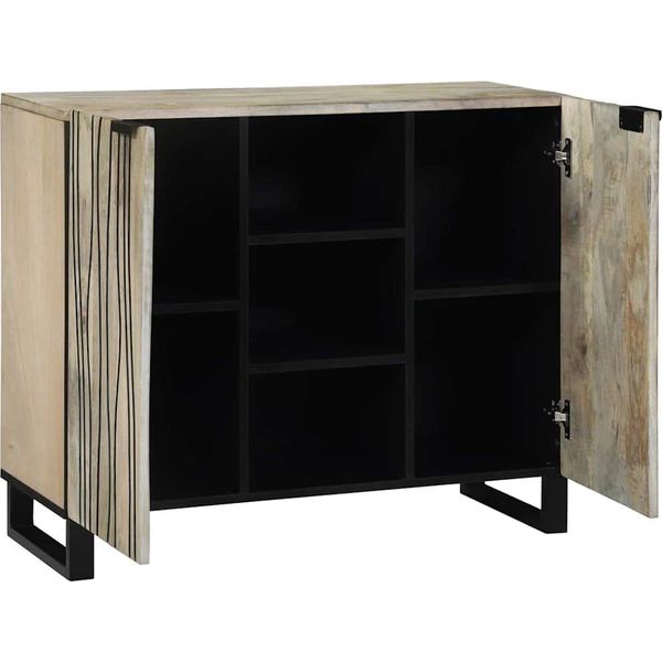 Vidaxl Credenza Bianca 90 X 33 X 75 Cm In Legno Massiccio Di Mango-image