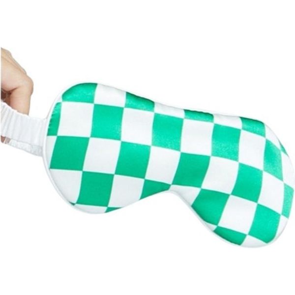 Inf Mascherina Per Occhi In Seta Di Gelso 19 Momme A Scacchi - Comfort Notturno Verde-image