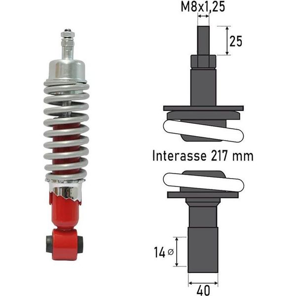 Bcr Piaggio Vespa Special 50Cc/Et3 125 Cc Ammortizzatore Anteriore Argento Taglia Unica-image