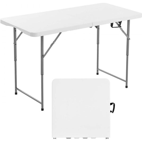 Tavolo Pieghevole Portatile 122 Cm - Tavolo Da Picnic Bianco - Tavolo Da Buffet In Plastica - Tavolo Mobile Per Eventi-image