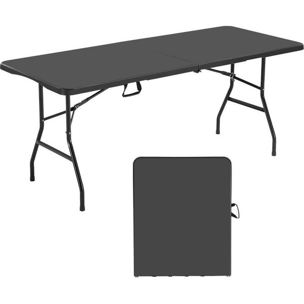 Tavolo Da Picnic Portatile Pieghevole 180 Cm - Tavolo Da Buffet In Plastica - Nero-image