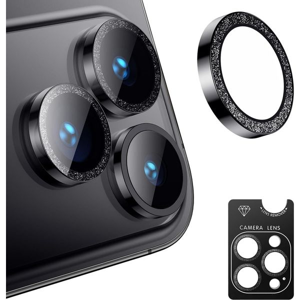 Inf Protezione Obiettivo Fotocamera Glitter Per Iphone 17 - Vetro Temperato Nero-image