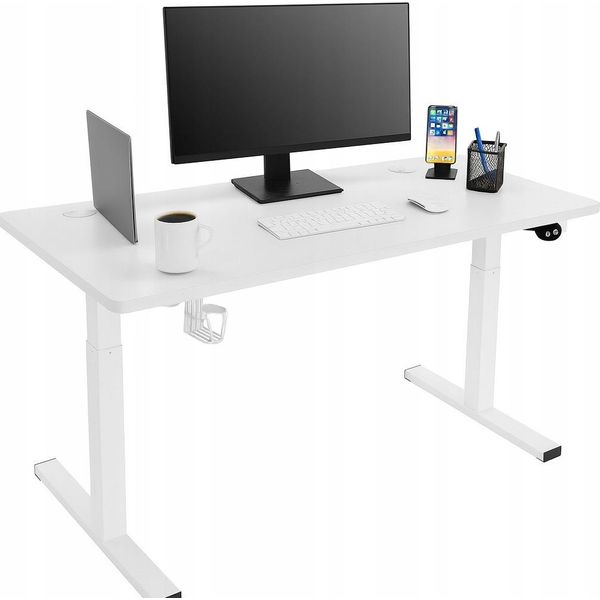 Ekspand | Scrivania Regolabile In Altezza - 120 Cm - Regolazione Elettrica 72-118 Cm - Bianco - Scrivania Con Led-image