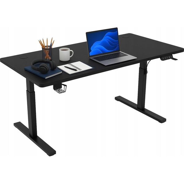 Ekspand | Scrivania Elettrica Regolabile In Altezza - Nero - 140 Cm - Regolabile In Altezza 72-118 Cm - Moderno - Con Led-image