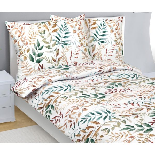 Biancheria Da Letto In Cotone - Beige, Verde, Bianco - 140X200, 70X90-image