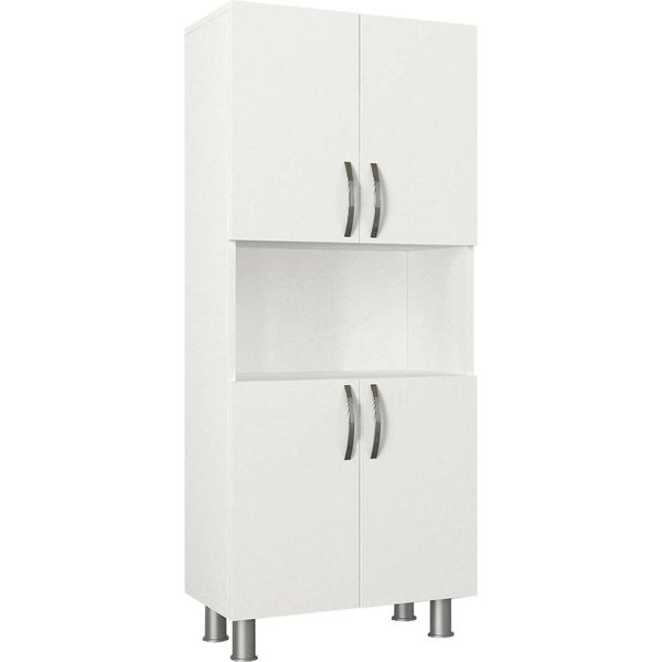 Dmora Armadio Multiuso Grande Tchoo 29.5X140.3H Cm Bianco, 2 Ante 5 Vani-image