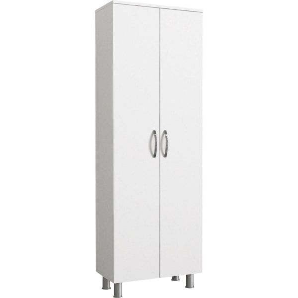 Dmora Armadio Multiuso 2 Ante Vincent 31.5X161.5H Cm Bianco, 2 Ante 6 Vani-image