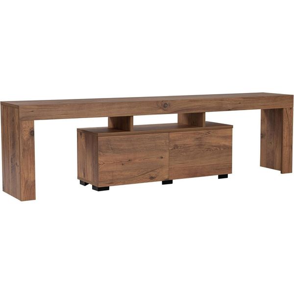 Dmora Mobile Porta Tv Andarna 31.3X180X50H Cm Marrone Pino, Apertura A Ribalta 3 Vani-image