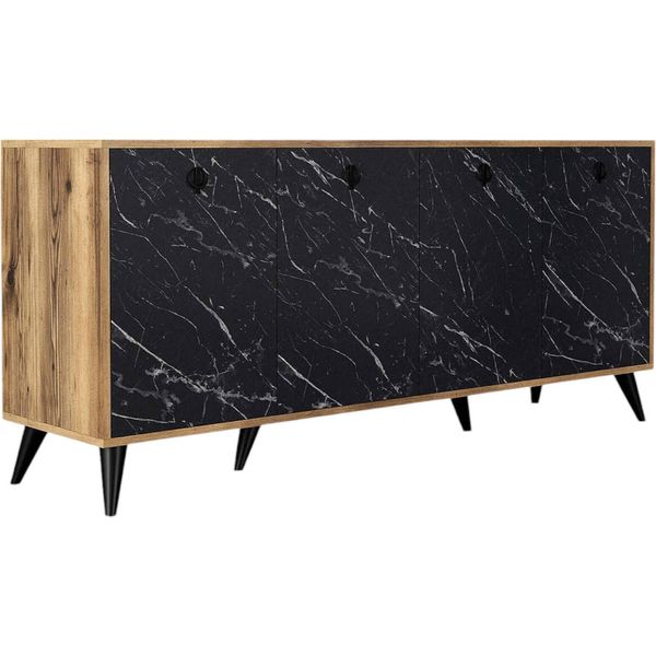 Dmora Credenza Ernie 45X180X80H Cm Grigio, Apertura Battente 6 Vani-image