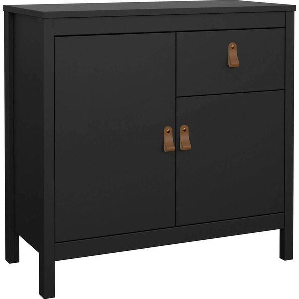 Dmora Credenza Romagna 38.4X82.3X79.7H Cm Nero, Un Cassetto 3 Vani-image