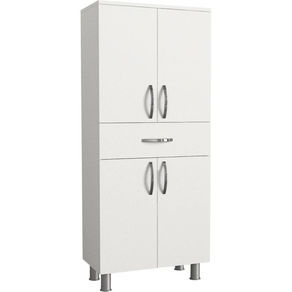 Dmora Armadio Multiuso Grande Iolana 31.5X140H Cm Bianco, 2 Ante 5 Vani-image
