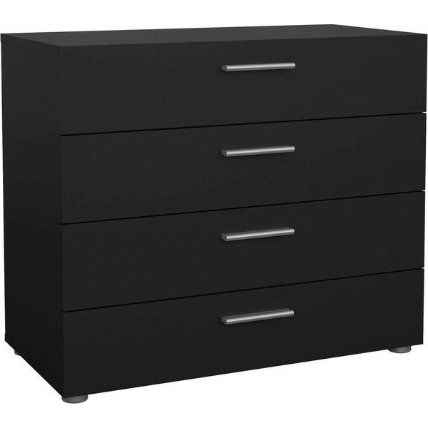 Dmora Cassettiera Arwen 40.25X80.2X68.1H Cm Nero, 4 Cassetti Apertura Scorrevole-image