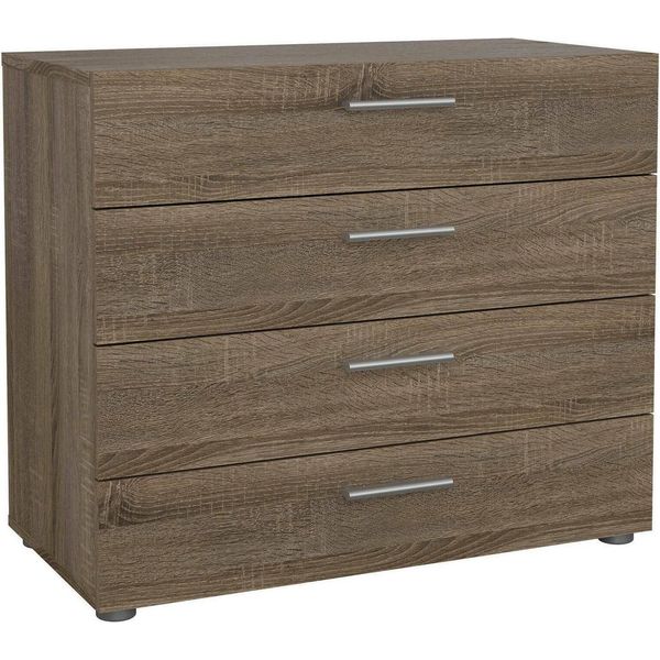 Dmora Cassettiera Arwen 40.25X80.2X68.1H Cm Marrone Rovere, 4 Cassetti Apertura Scorrevole-image
