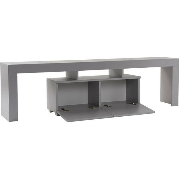 Dmora Mobile Porta Tv Andarna 31.3X180X50H Cm Grigio Grigio, Apertura A Ribalta 3 Vani-image