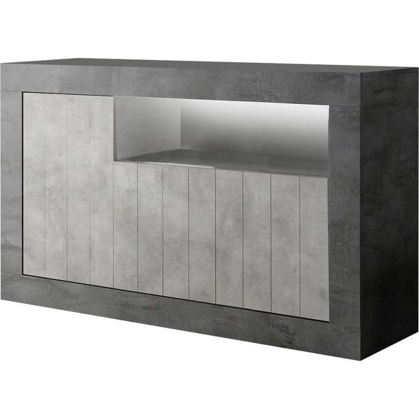 Dmora Credenza Dolphin 42X138X86H Cm Grigio Ardesia, Apertura Battente 4 Vani Italy-image