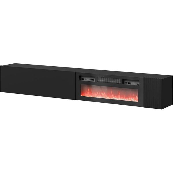 Dmora Mobile Porta Tv Sindia 200X29.8X30.5H Cm Nero Antracite, Un Ripiano Modulabile-image