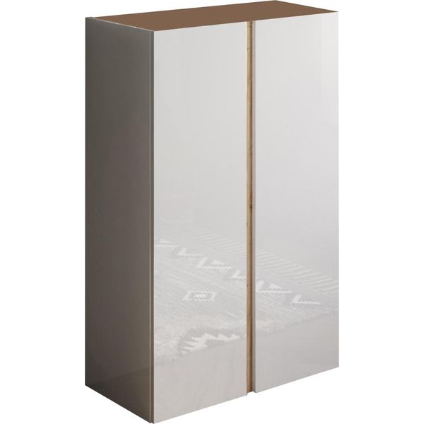 Dmora Armadio Multiuso 2 Ante Vignone 70X111H Cm Bianco Lucido, 5 Ripiani Apertura Manuale-image
