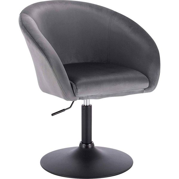 Happyment Sgabello Da Bar Nero Deluxurious - Industriale - Grigio Scuro - Sgabello Da Bar 1 Pezzo - Sgabello Da Bar Con Schienale - Sedia Da Cucina - Altezza Regolabile - Velluto-image