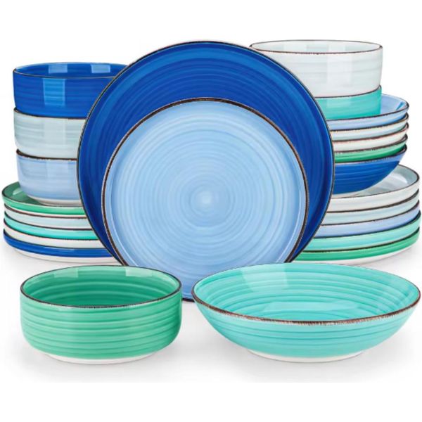 Set Da Portata Zafiro 24 Pezzi - Ceramica - Piatti Da Portata, Piatti Fondi E Piatti Da Colazione - 8 Persone - Rainbow Design-image