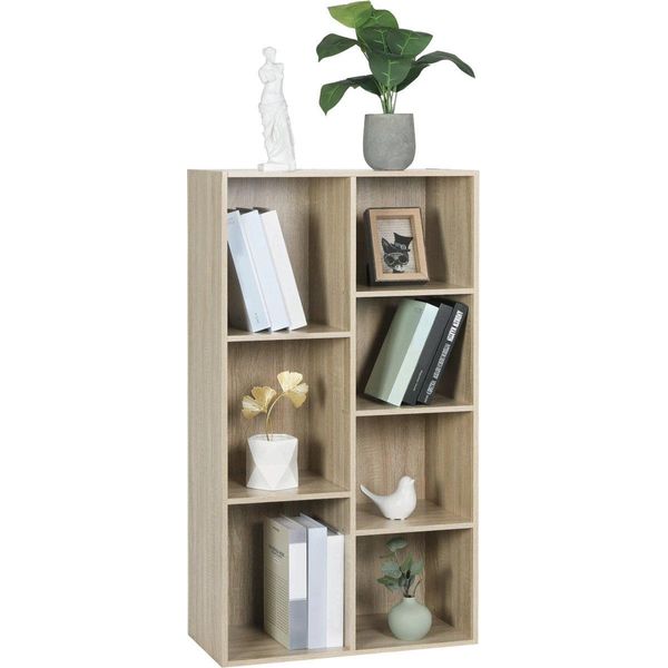 Libreria Happyment Geralt - 7 Scomparti - Rovere - Libreria Per Soggiorno, Camera Da Letto E Camera Dei Bambini - Legno Mdf - 59,5X108X29,5Cm-image