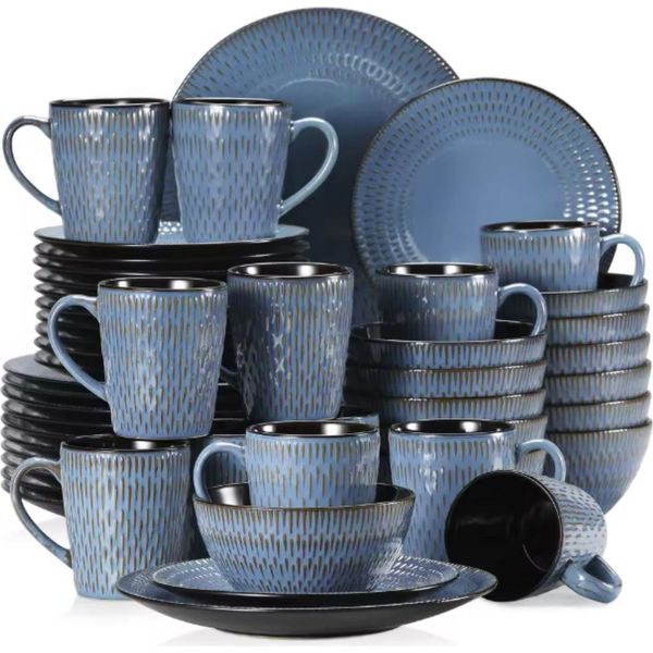 Set Da Portata Morencia 48 Pezzi - Ceramica - Piatti Da Portata, Piatti Fondi E Piatti Da Colazione - 8 Persone - Sky Blue-image