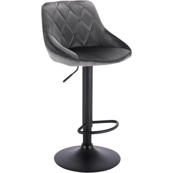 Sgabello Bolt Edge - Velluto Grigio - Ergonomico - Altezza Regolabile 60-82Cm - Con Schienale - Girevole A 360° - Cucina - 1 Pezzo-image