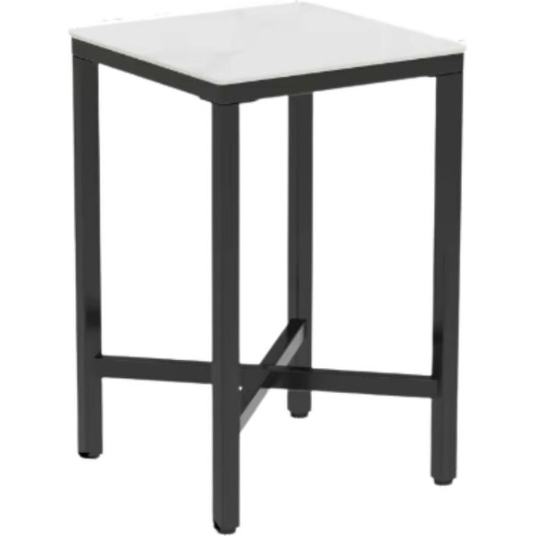 Tavolo Alto Nervio – 70 Cm – Interni – Cucina, Soggiorno, Ristorante – Effetto Marmo – 4 Persone – Bianco Lucido-image