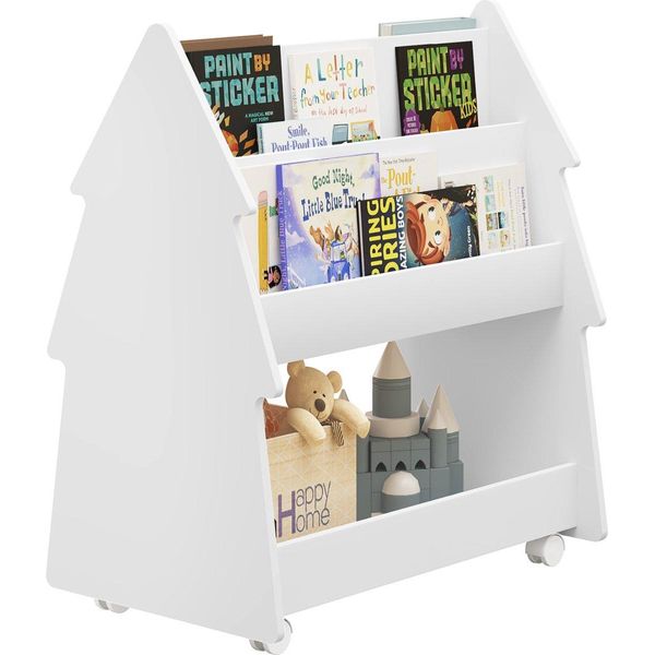 Happyment Opbergkast Lervio - Scaffale Per Bambini - Bianco - Scaffale Per Libri E Giocattoli - Legno Mdf - 60X38X71Cm - Camera Dei Bambini-image