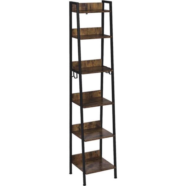 Libreria Industriale Bolt Edge - 6 Piani - Nero/Brown - Boekenrek - Legno E Metallo - 41X187X36Cm-image