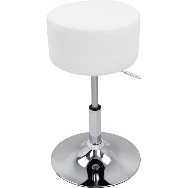 Sgabello Rotondo Zizi - Con Schienale - Ergonomico - Bianco - Regolabile In Altezza - 1 Pezzo - Per Cucina E Bar - Altezza Seduta 52-67Cm-image