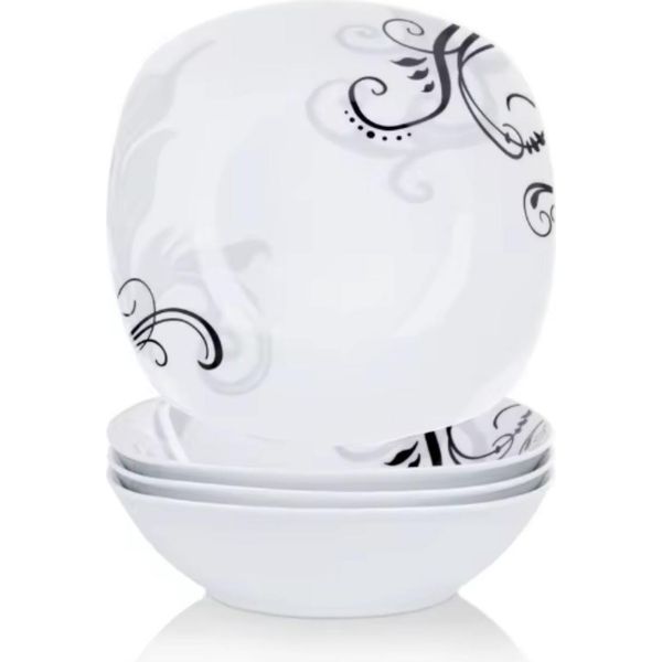 Set Da Portata Morencia 4 Pezzi - Ceramica - Piatti Per La Cena, Piatti Fondi E Colazione - Bianco - Per 4 Persone-image