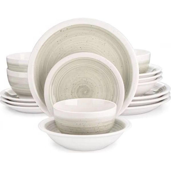 Set Da Portata Velentino - 16 Pezzi - 4 Persone - Beige - Piatti Per La Cena, Piatti Fondi, Piatti Per La Colazione - Eleganti Stoviglie In Ceramica-image