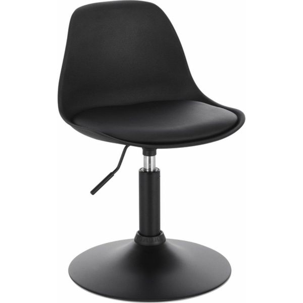 Sgabello Bolt Edge Mini Bar - Nero - Ecopelle - Regolabile In Altezza - Altezza Seduta 37-49 Cm - Girevole A 360° - 1 Pezzo - Per Cucina, Reception O Toilette-image