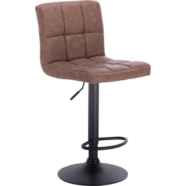 Sgabello Da Bar - Marrone - Ergonomico - Con Schienale - Altezza Regolabile 60-82Cm - Sedia Da Bar E Cucina - 1 Pezzo-image
