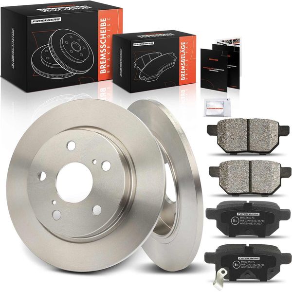 Frankberg 2X Dischi Freno 4X Pastiglie Freno Asse Posteriore Per Toyota Corolla Notchback E15 1.3L 1.4L 1.6L 2006-2014-image