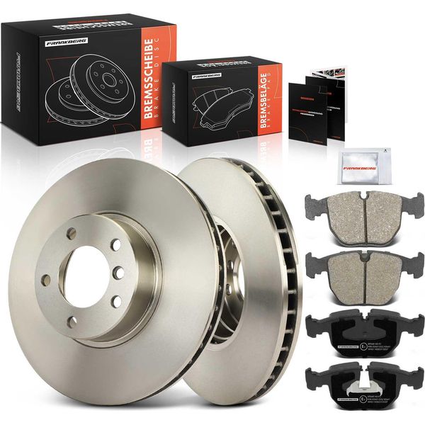 Frankberg 2X Dischi Freno 4X Pastiglie Freno Asse Anteriore Per Bmw Serie 5 E39 Serie 5 Touring 2.0L 2.2L 2.5L 2.9L 3.0L 3.5L 4.4L-image