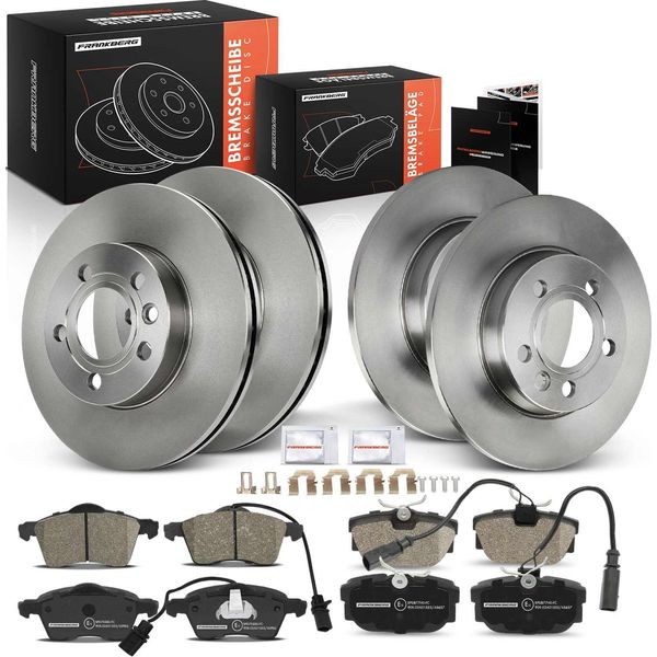 Frankberg 4X Dischi Freno 8X Pastiglie Freno Asse Anteriore Asse Posteriore Per Vw Transporter Iv 70B 70C 70J 70K 7DB 7DC 7DJ 7DK-image