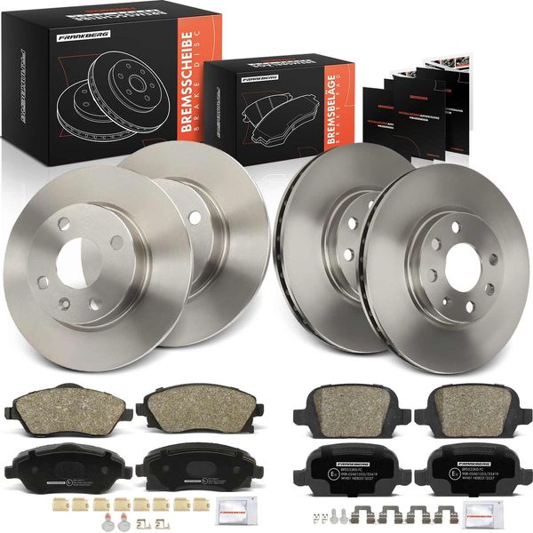 Frankberg 4X Dischi Freno 8X Pastiglie Freno Asse Anteriore Asse Posteriore Per Opel Corsa C Tigra Twintop Vauxhall Mk Ii (C) Convertibile-image